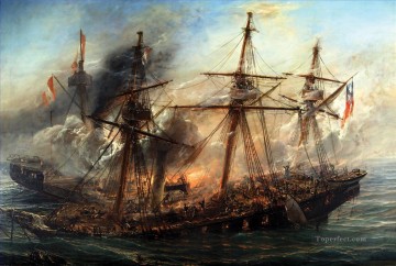Landscapes Painting - Combate Naval Iquique Thomas Somerscales Naval Battles